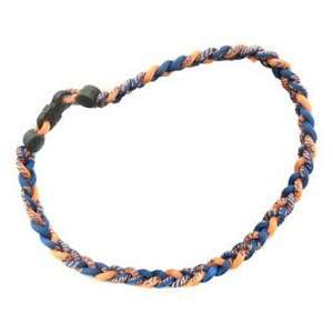   Titanium Ionic Braided Necklace   Navy Blue/Orange