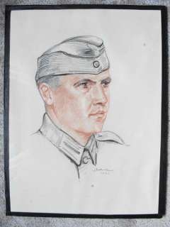 Farbige Zeichnung Soldat der Deutschen Wehrmacht von 1943 in Baden 