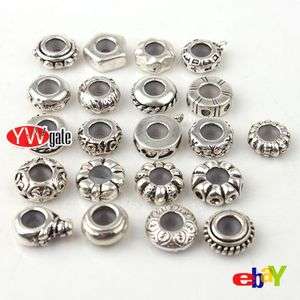Tibetan Silver Mixed Style European Stoppers Rubber Beads Fit Charm 