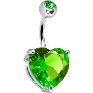  August 14mm Heart Solitaire Birthstone Belly Ring Jewelry