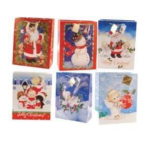  Large Glitter Christmas Bags 6ct