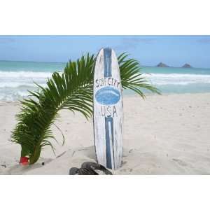  SURF CITY, USA SURF SIGN W/ FIN 40   SURFING DECOR 