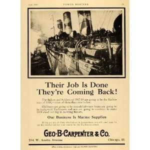  1919 Ad Geo. B. Carpenter Marine Supply Yachtsmen Liner 