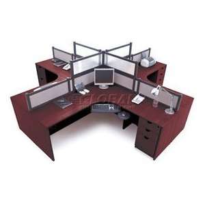  4 Person L Desk Workstation With Desk Mounted Panels