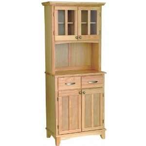   Furniture Natural Wood Buffet with 2 Door Panel Hutch