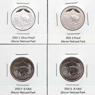 2011 Glacier National Park ~ 4 Coin Set ~ S Silver / S Clad / P&D ~ B 