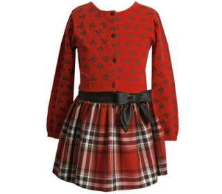 Bonnie Jean Girls Fall Winter Holiday Christmas Red Skirt & Sweater 