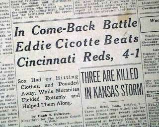 BLACK SOX Scandal World Series Cin. Reds 1919 Newspaper  