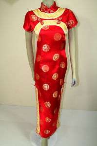 Asian Chinese Woman Silk Long Dress QiPao Red YLCQ  