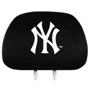 NEW YORK YANKEES Logo MLB 14x10 Black Embroidered Car Headrest Cover 