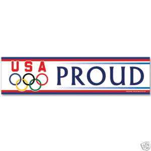 OLYMPIC RINGS USA PROUD BUMPER STICKER USOC  