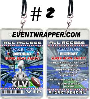   2012 FOOTBALL BIRTHDAY PARTY INVITATIONS VIP PASS AND FAVORS  