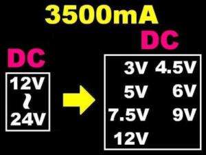 3500mA Car Power Adapter DC 3V 4.5V 5V 6V 7.5V 9V 12V  