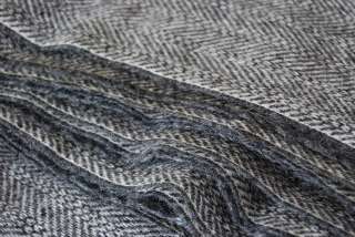 Gray White Black CHEVRON Wool Upholstery Fabric 3+ Yrds  