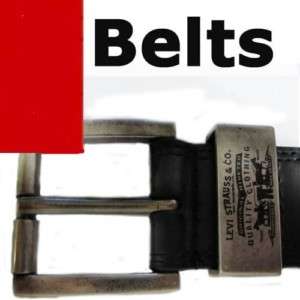 Levis Mens Silver Loop Buckle Black Leather Belts 02DQ  