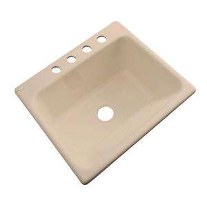   Drop In Acrylic 25x22x12 4 Hole Single Bowl Utility Sink in Chamois
