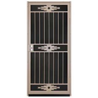 Pima 36 in. x 80 in. Tan Security Door with Black Perforated Rust Free 