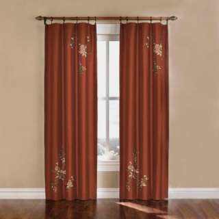   Embroidered Faux Silk Rod Pocket Curtain 1Z460106CB 