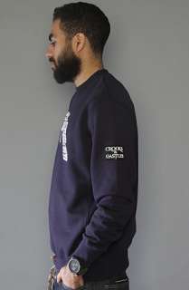 Crooks and Castles The Snub Text Crewneck Sweatshirt in Dark Navy 