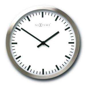Nextime 10.2 In. Stainless Steel and Glass White Faced Wall Clock 2520 