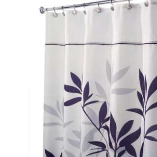 InterDesign Leaves Extra Long Shower Curtain in Black and Gray 35625 