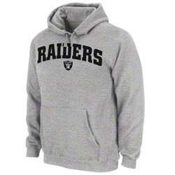 Oakland Raiders Grey Classic Arched Mascot Embroidered Hooded 
