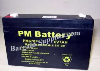 PM Battery PM670F1 6Volt 7AmpHr. Sealed Rechargeable  