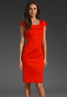 MILLY Keithly Top Stitched Sheath Dress in Vermillion at Revolve 