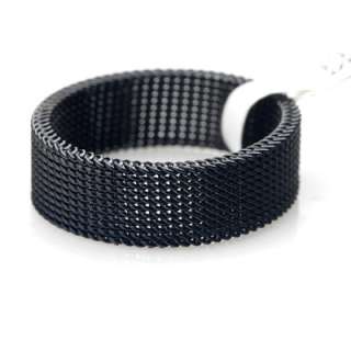 Black 316L Stainless Steel Mesh Link Chain Flex Ring 6mm Width Band US 