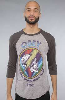 Obey The World Tour 1989 Raglan in Heather Grey Graphite  Karmaloop 