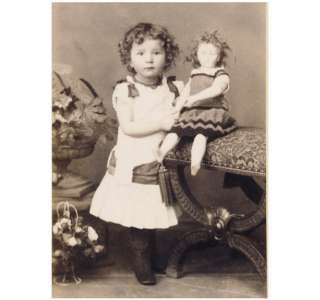 PRETTY LITTLE GIRL with big doll CDV PHOTO 1880s  
