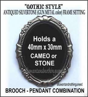 GOTHIC ANT. SILVERTONE 40 x 30mm CAMEO FRAME SETTING  