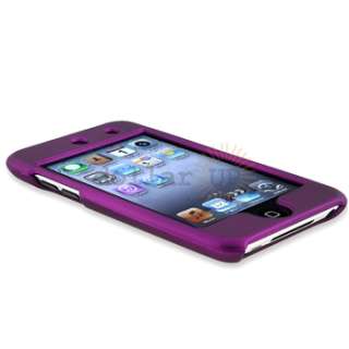 PURPLE RUBBER HARD CASE COVER FOR iPod TOUCH 4 4th GEN  