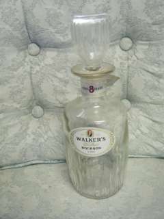 walkers deluxe bourbon whiskey decanter w/ stop & label  