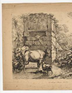 Radierung 1680 Nicolaes Berchem Saufende Kuh Bartsch 1  