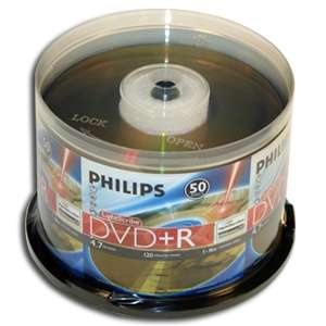 Philips DR4L6B50F/17 DVD+R   50 Pack, 16X, Lightscribe, Spindle at 