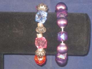   BRACELETS 1 WITH PURPLE BEADS 1 WITH MULTICOLOR BEADS CUTE a91