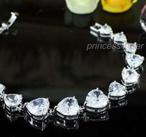 11 Carat Sparkling Heart Cut CZ Stone Cubic Zirconias Bracelet SB116 