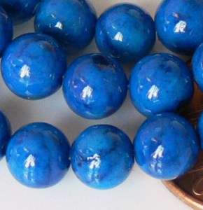 6mm Round DENIM BLUE Mottled FOSSIL Gemstone Beads 16  