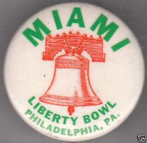 1961 Vintage Miami Hurricanes Liberty Bowl Pinback  