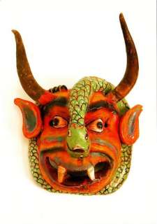 Demon Devil and Snake Mask from Mexico Postcard  