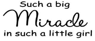 Such A Big Miracle In Such Little GIRL Wall Decal ROOM  
