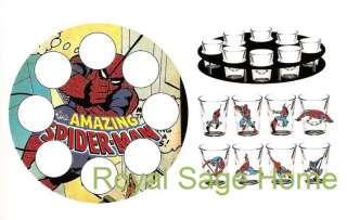 MCR1804 MARVEL Comics Spiderman Shot Glasses with Tray Set/9  
