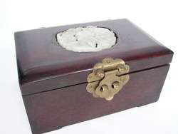 Chinese Antique 18th Cent Jade & Teak Jewelry Boxes  