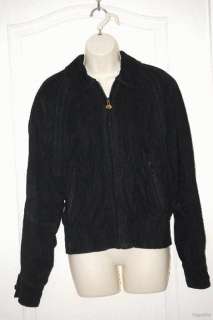 80s BALLY Italy black suede leather Bomber Motorcycle zip front JACKET 