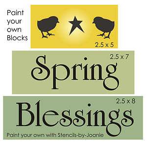 Stencil Spring Blessings primitive star Chicks blocks  