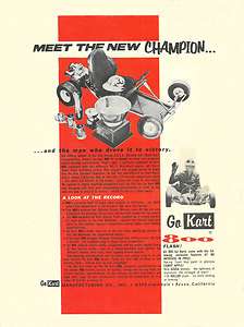 Vintage & Rare 1960 Go Kart 800 Go Kart Ad  