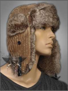   Khaki Thick Warm Men Fur Hat Cap Russia Bobsled Snowmobile New  