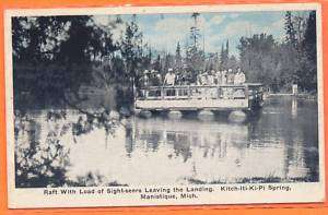 Manistique, MI Kitch Iti Ki Pi Spring Pontoon Raft 1920  