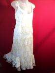 NATAYA White Gold Ruffled Lace Renaissance Dress Large  